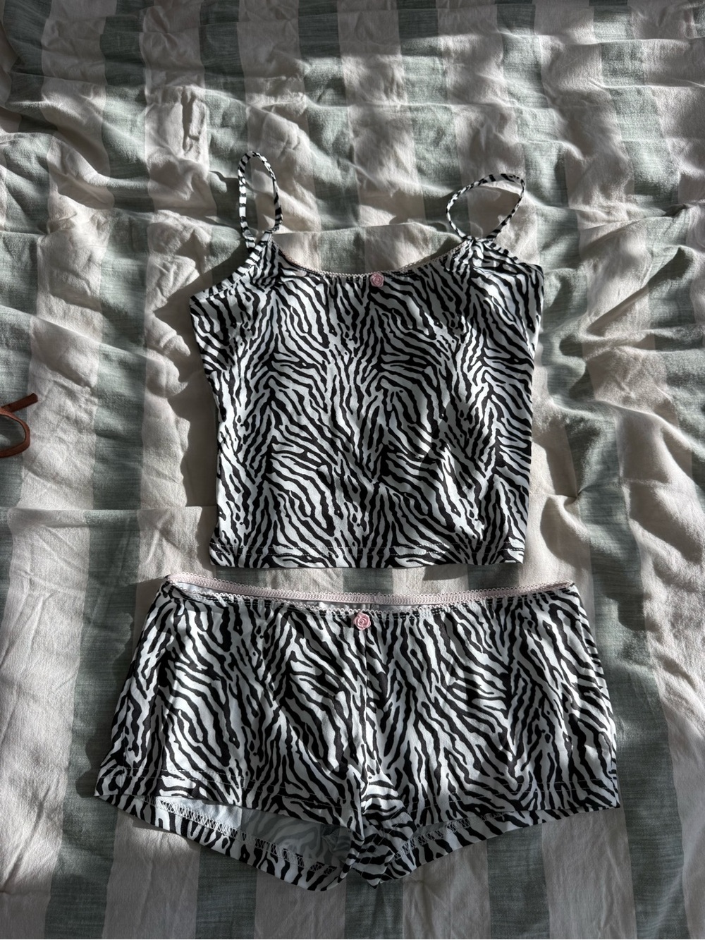 Zebra Print Cami & Short Sleep Set - Black and White